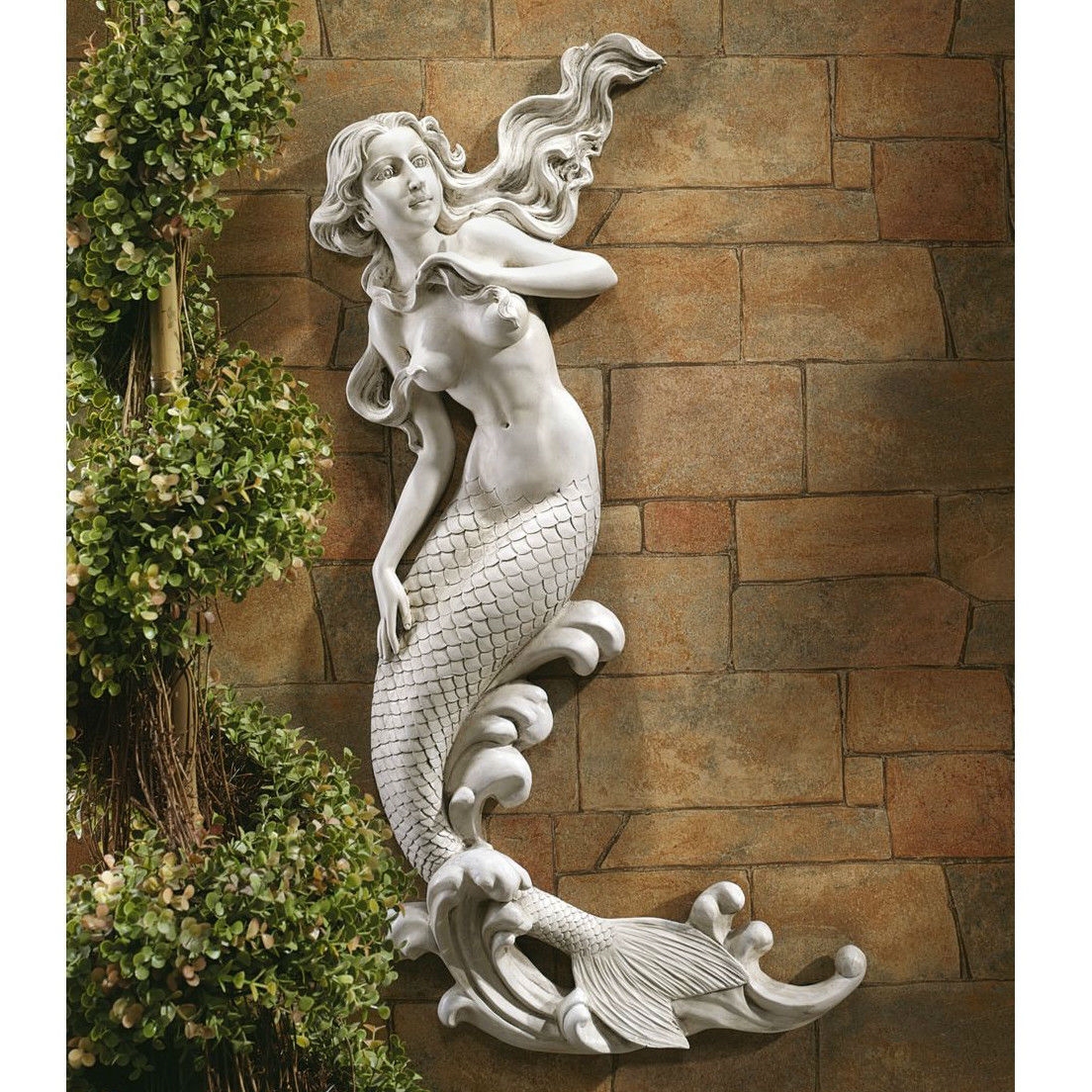 Outdoor Mermaid Wall Statue by Candice Pennington - 31 Inch