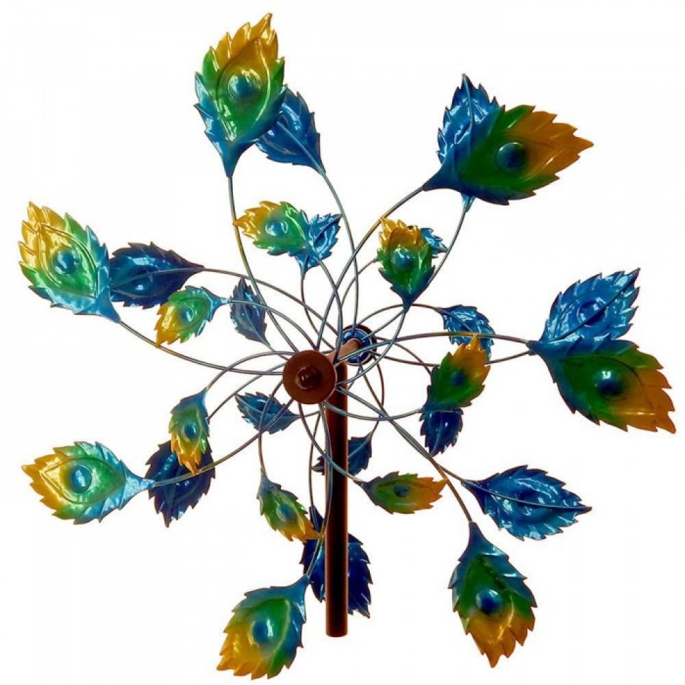 75&#34; Peacock Tail Windmill Garden Stake