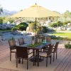 Outdoor Patio 9-Ft Wooden Market Umbrella with Yellow Shade Canopy