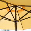 Outdoor Patio 9-Ft Wooden Market Umbrella with Yellow Shade Canopy