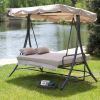 3-Person Canopy Swing Outdoor Porch Patio Furniture in Taupe
