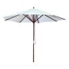 9-Ft Outdoor Patio Market Umbrella with Wood Frame and Khaki Canopy