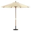 9-Ft Outdoor Patio Market Umbrella with Wood Frame and Khaki Canopy