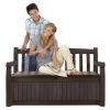 Outdoor Garden Bench with Arm Rest and Storage Box in Dark Brown