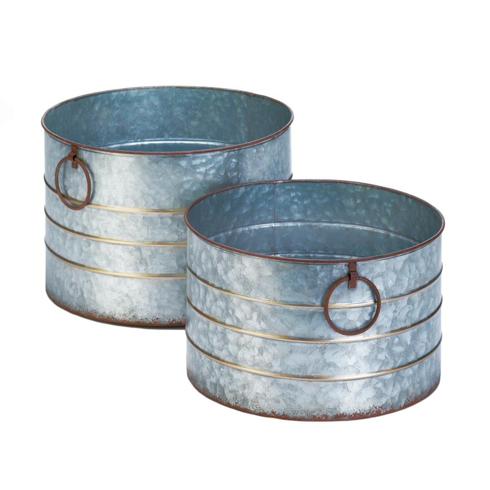 Round Galvanized Planters