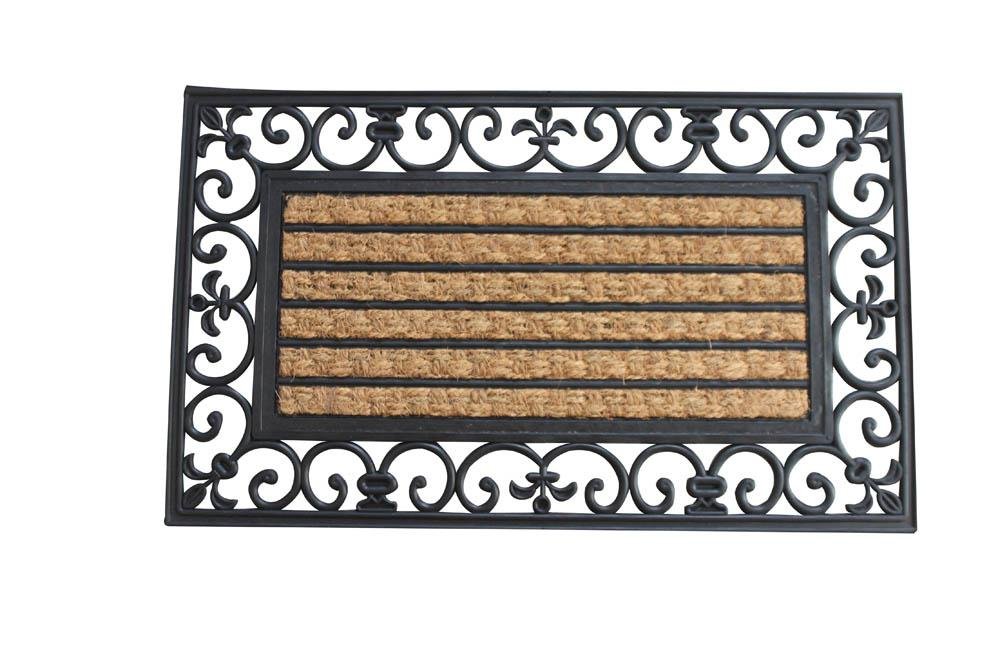 Striped Mat With Fleur-de-lis Border